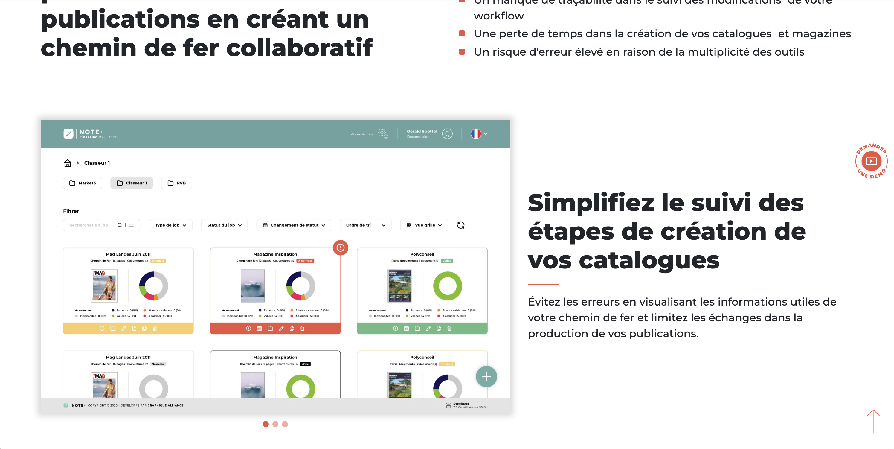 Écran de workflow de validation NotePlus — annotations centralisées et circuit d'approbation horodaté